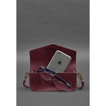 Leather glasses case (mini bag) burgundy Crazy Horse