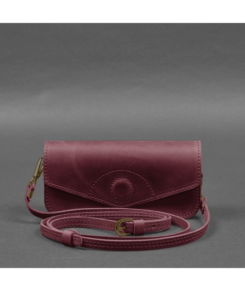 Leather glasses case (mini bag) burgundy Crazy Horse