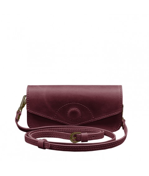 Leather glasses case (mini bag) burgundy Crazy Horse