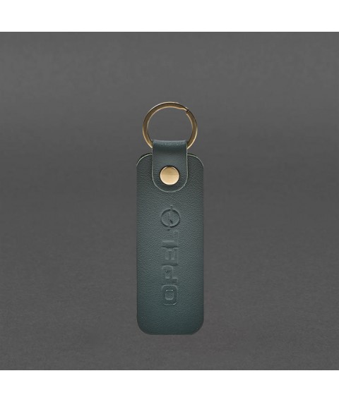 Leather keychain for Opel car green crust