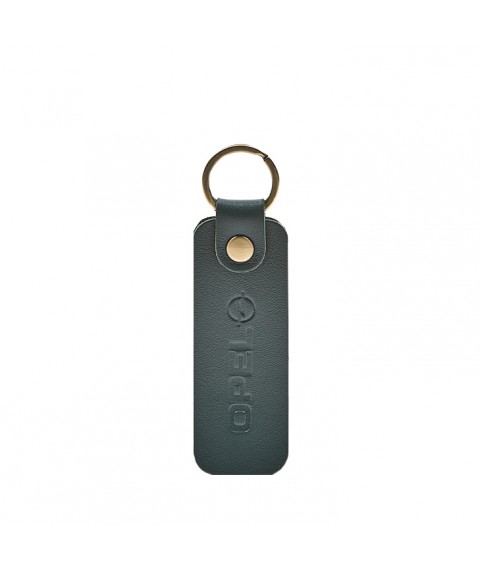 Leather keychain for Opel car green crust