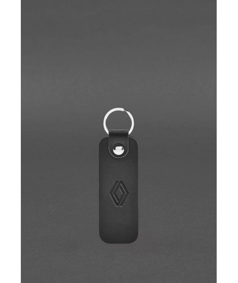 Leather keychain for Renaulti car black crust