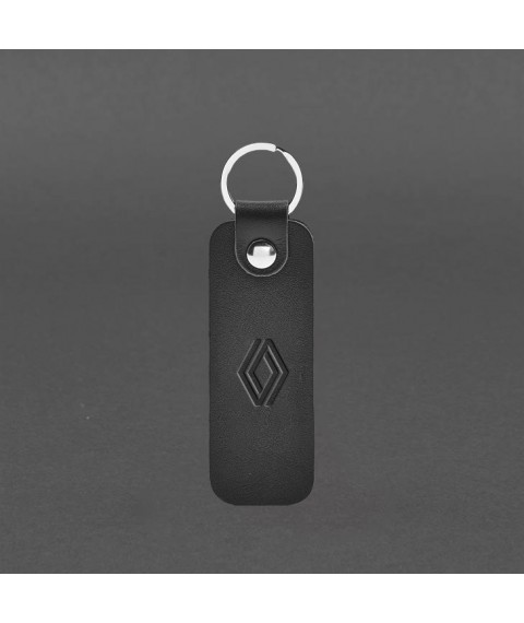 Leather keychain for Renaulti car black crust