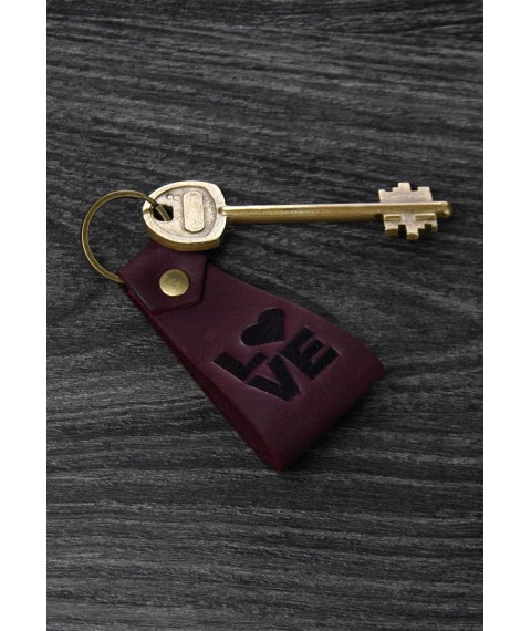 Leather keychain LOVE