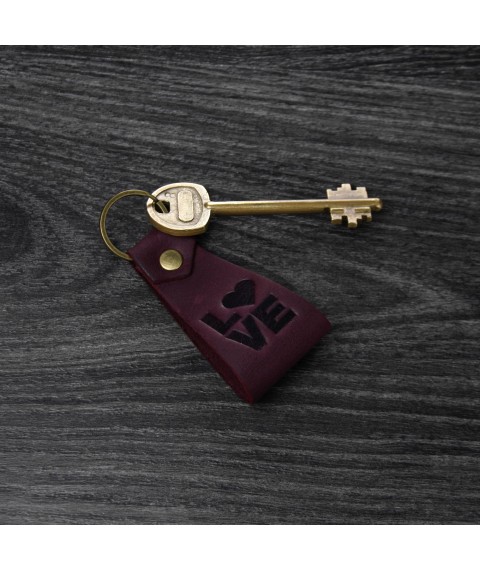 Leather keychain LOVE