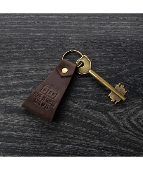 Leather keychain Home is where your heart is