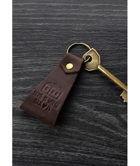 Leather keychain Home is where your heart is