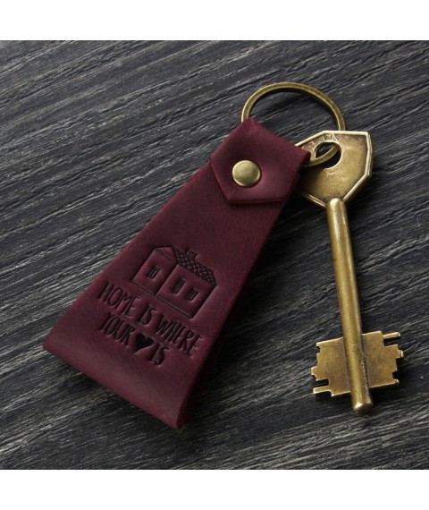 Leather keychain Home is where your heart is