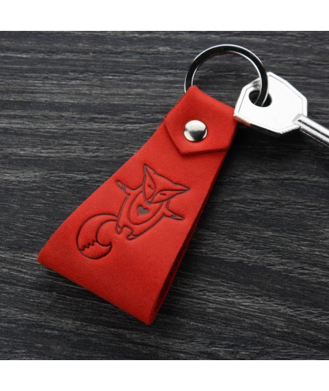 Leather keychain Chanterelle