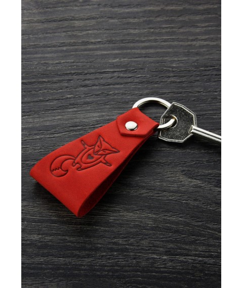 Leather keychain Chanterelle