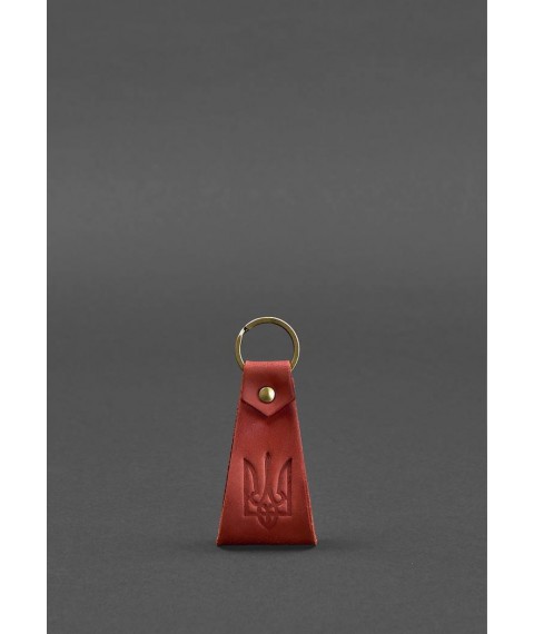 Leather keychain with the coat of arms of Ukraine