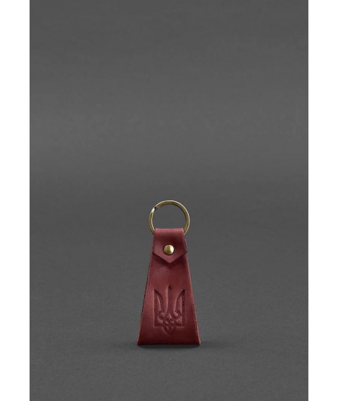 Leather keychain with the coat of arms of Ukraine