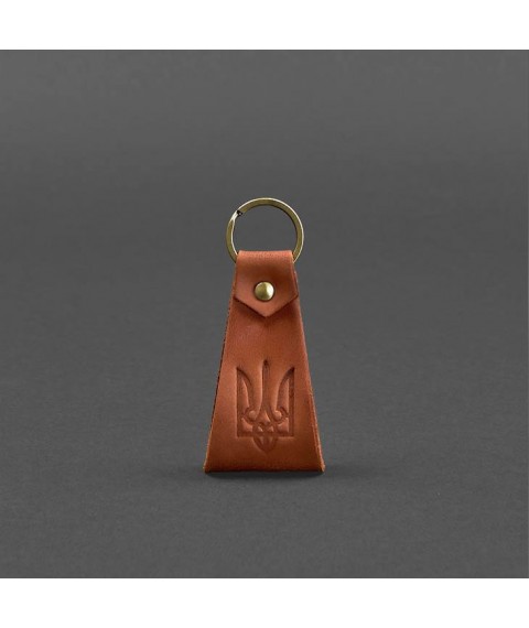 Leather keychain with the coat of arms of Ukraine