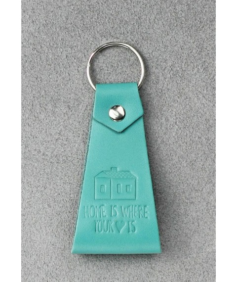 Women's leather keychain turquoise