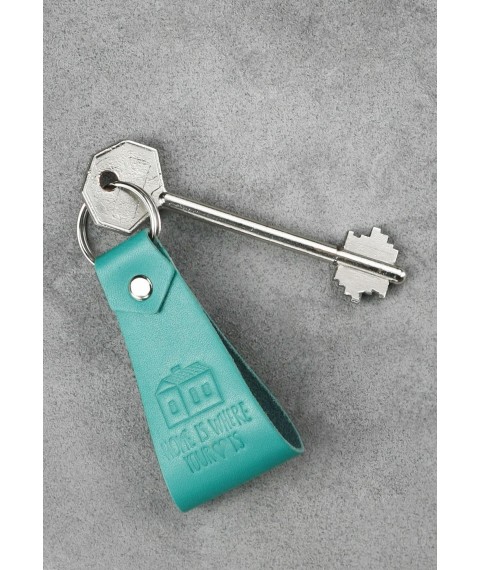 Women's leather keychain turquoise