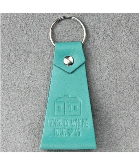 Women's leather keychain turquoise