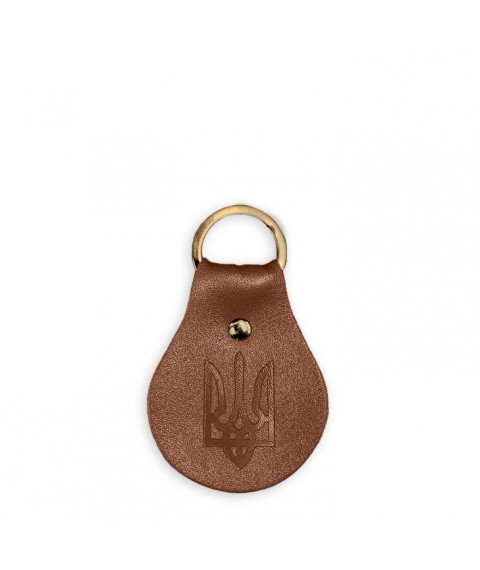 Leather keychain Patriotic with coat of arms light brown