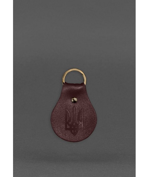 Leather keychain Patriotic with the coat of arms, burgundy