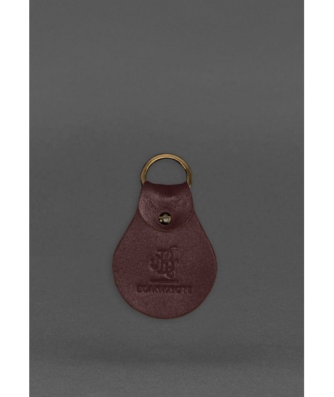 Leather keychain Patriotic with the coat of arms, burgundy