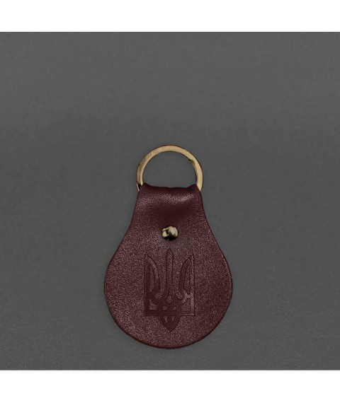 Leather keychain Patriotic with the coat of arms, burgundy
