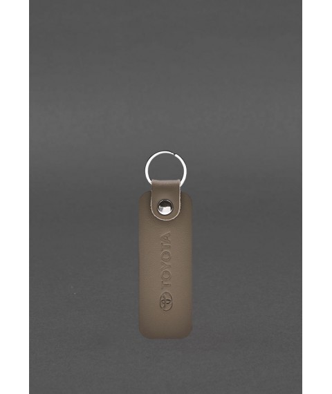 Leather keychain for Toyota car dark beige crust