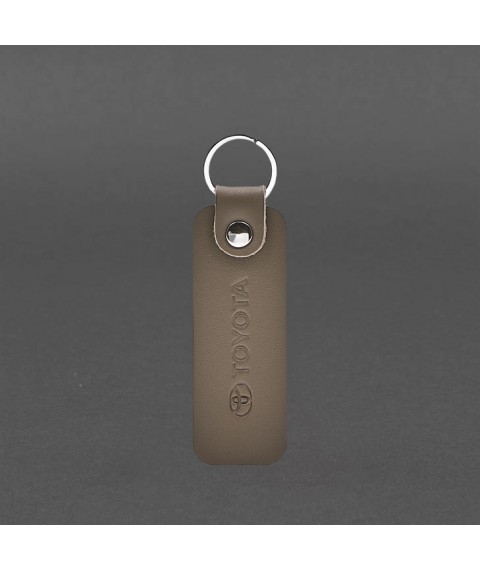 Leather keychain for Toyota car dark beige crust