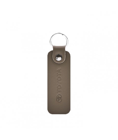 Leather keychain for Toyota car dark beige crust