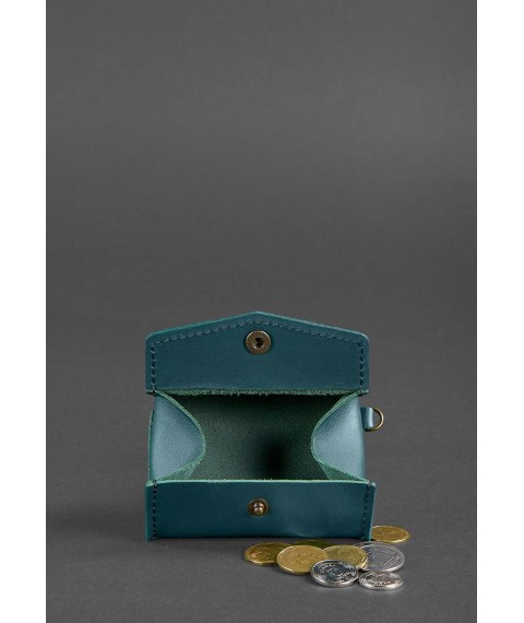 Women's leather coin holder with valve 1.0 green