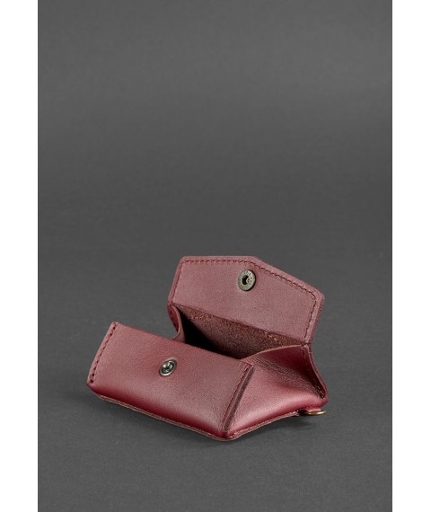 Women's leather coin holder with valve 1.0 burgundy
