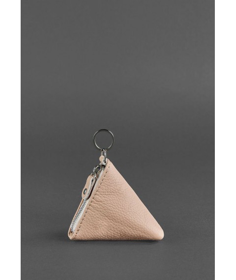 Women's leather coin holder 2.0 Pyramid light beige