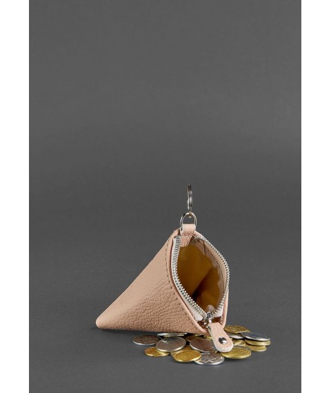 Women's leather coin holder 2.0 Pyramid light beige