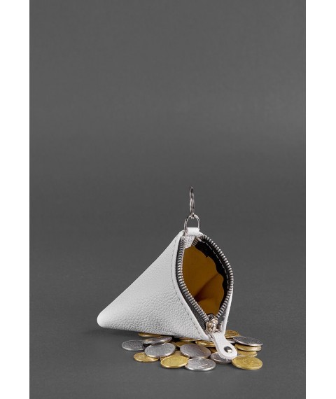 Women's leather coin holder 2.0 Pyramid white