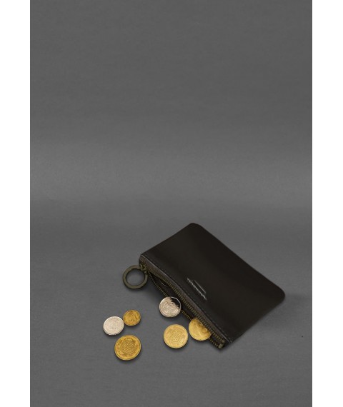 Кожаная монетница / мини-косметичка 3.0 темно-коричневая краст