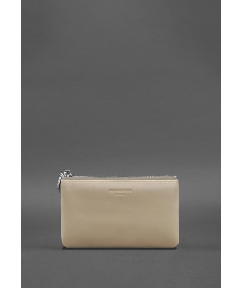 Leather coin holder / mini cosmetic bag 3.0 light beige crust