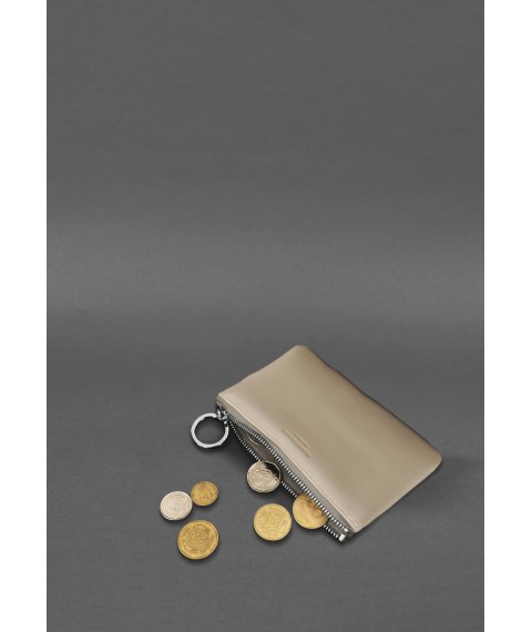 Leather coin holder / mini cosmetic bag 3.0 light beige crust
