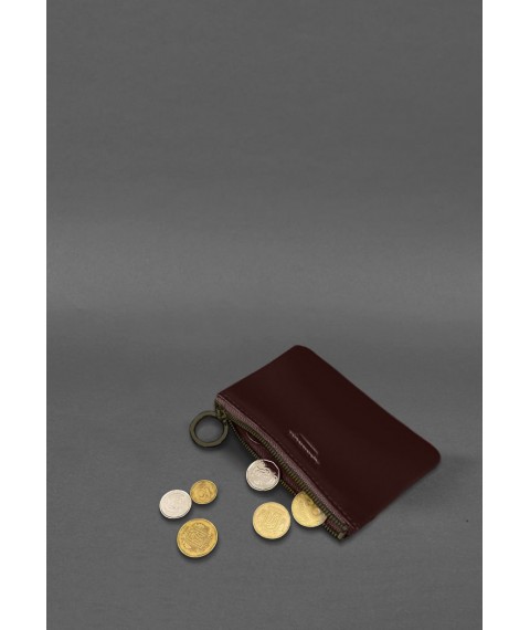 Leather coin case / mini cosmetic bag 3.0 burgundy crust