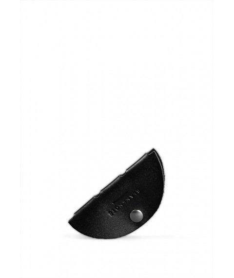 Leather holder for headphones and cables, jet black