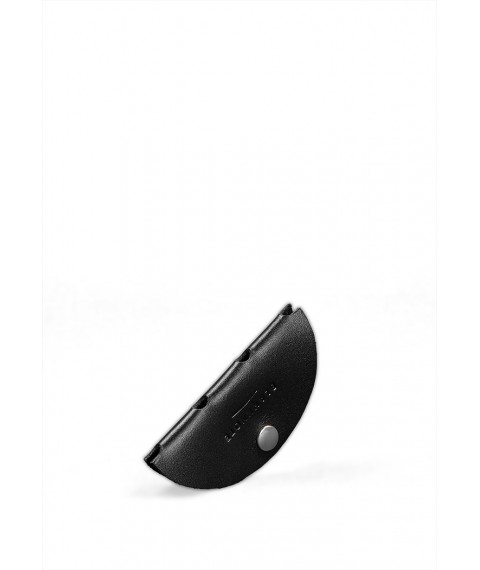 Leather holder for headphones and cables, jet black