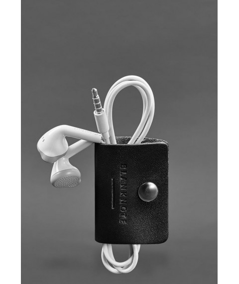Leather holder for headphones and cables 2.0 Black