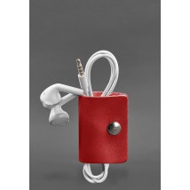 Leather holder for headphones and cables 2.0 Red