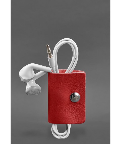 Leather holder for headphones and cables 2.0 Red