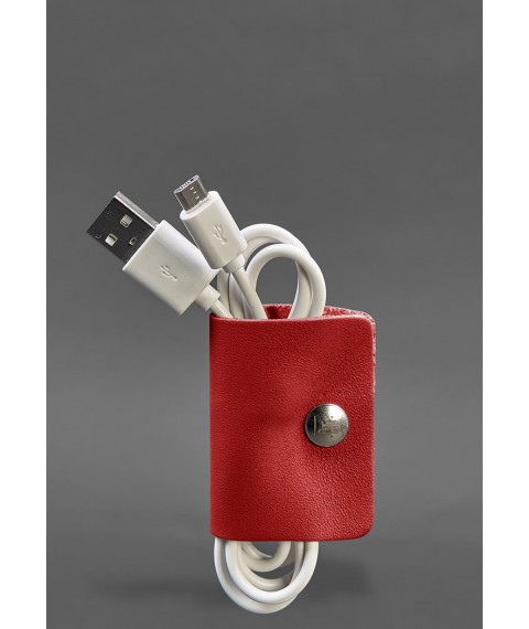 Leather holder for headphones and cables 2.0 Red