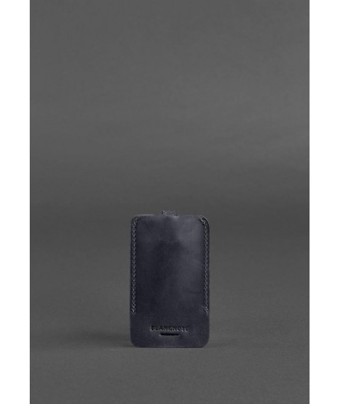 Leather key holder 1.0 blue Crazy Horse