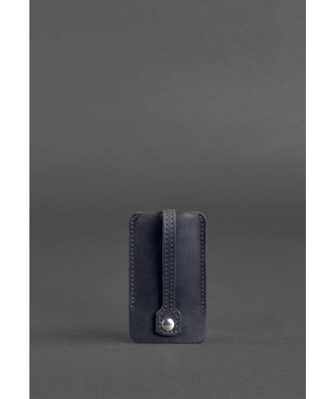 Leather key holder 1.0 blue Crazy Horse