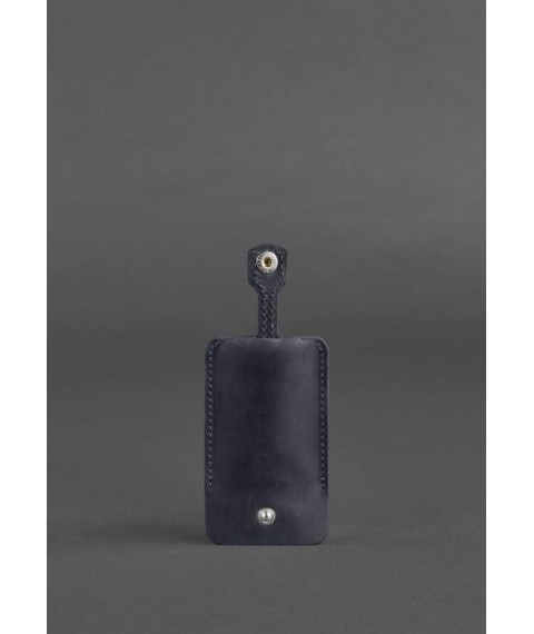 Leather key holder 1.0 blue Crazy Horse
