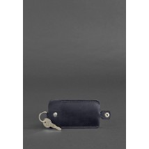 Leather key holder 1.0 blue Crazy Horse
