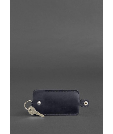 Leather key holder 1.0 blue Crazy Horse