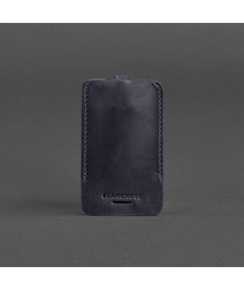 Leather key holder 1.0 blue Crazy Horse