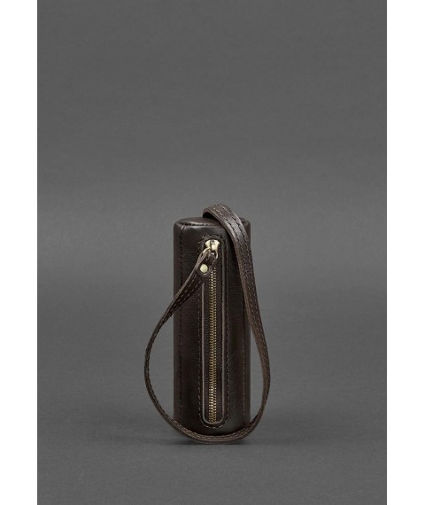 Leather key holder 3.0 Tube dark brown