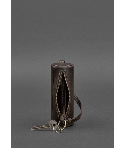 Leather key holder 3.0 Tube dark brown